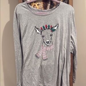 Gray Reindeer Long Sleeve Tee